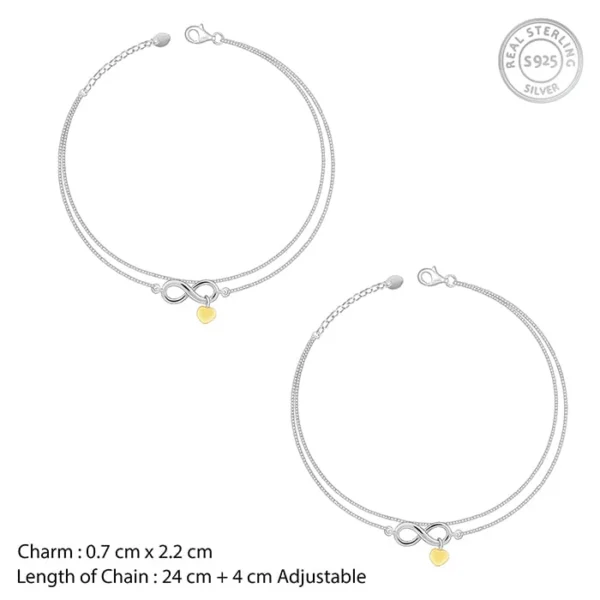 Silver Forever Heart Anklet - Image 2