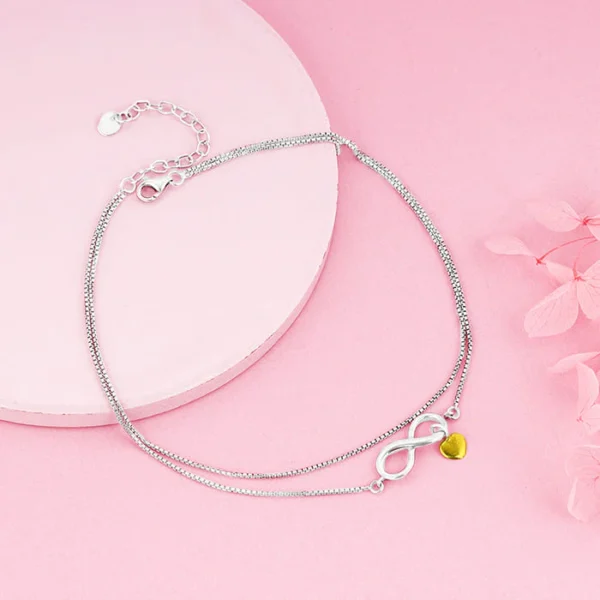 Silver Forever Heart Anklet - Image 3