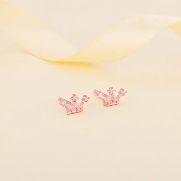 Rose Gold Tiara Stud Earrings - Image 3